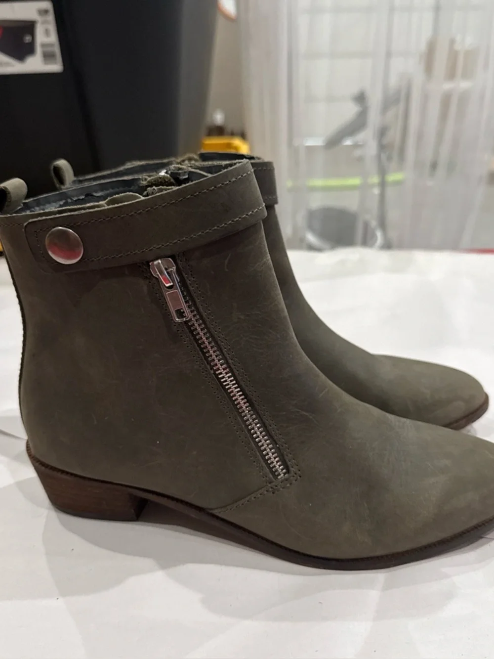 Women’s Olive Green/ brown  Side-Zip Ankle Boots